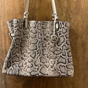 Michael Kors grey snake print leather tote